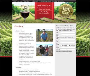 AJ's Winery, Website