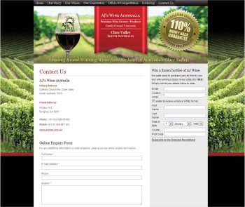 AJ's Winery, Website