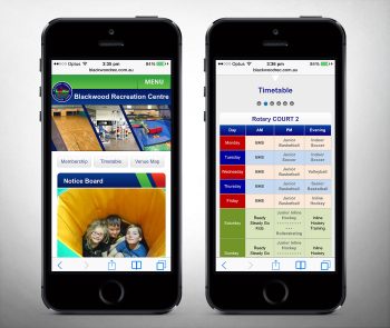 Blackwood Recreation Centre, Adaptive web design, Mobile