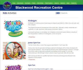 Blackwood Recreation Centre, Adaptive web design, CMS