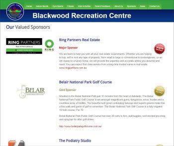 Blackwood Recreation Centre, Adaptive web design, CMS