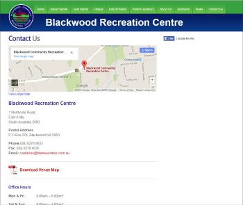 Blackwood Recreation Centre, Adaptive web design, CMS