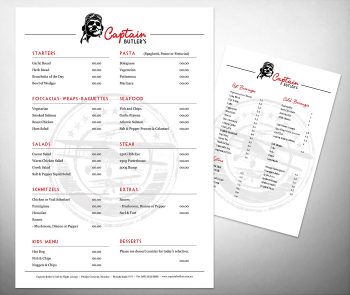 Captain Butler menus