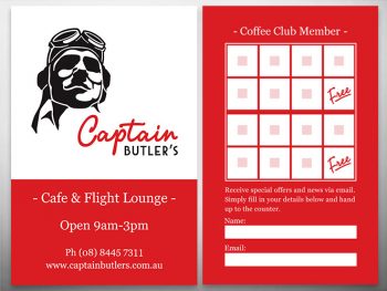 Captain Butler business card/ loyalty card