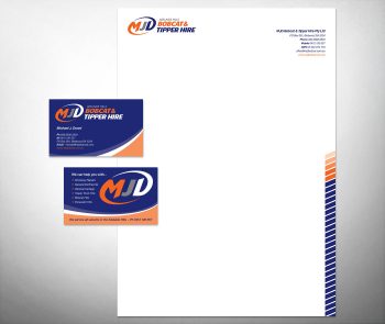 MJD Bobcat and Tipper Hire stationery set