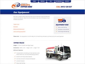 MJD Bobcat and Tipper Hire website
