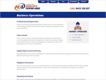 MJD Bobcat and Tipper Hire website