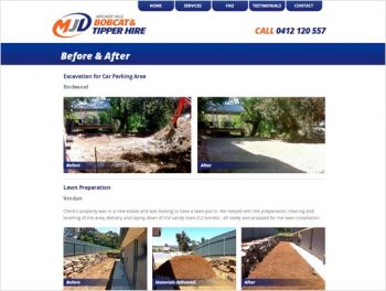 MJD Bobcat and Tipper Hire website